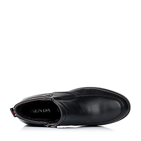 SENDA/森达冬季专柜同款黑色打蜡牛皮男皮靴(绒里)FU134DD5