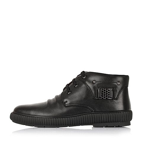 SENDA/森达冬季专柜同款黑色打蜡牛皮男皮靴(绒里)HC142DD5