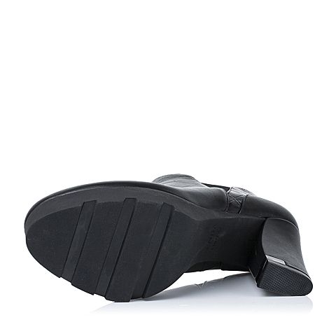 Senda/森达冬季专柜同款黑色牛皮女靴（皮里）3PE28DD5