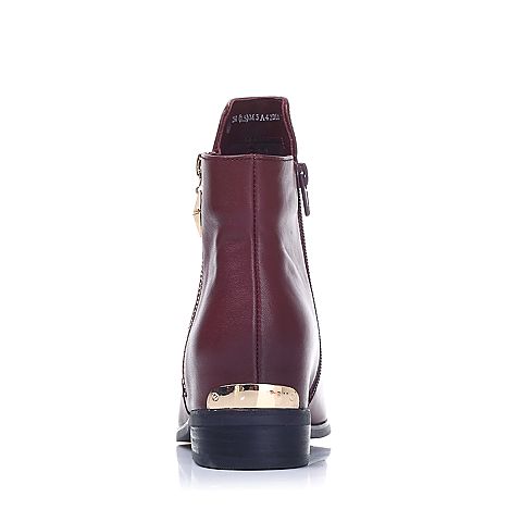 Senda/森达冬季专柜同款红色软牛皮女靴M3A42DD5
