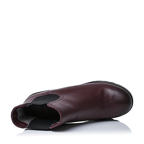 Senda/森达冬季专柜同款红色软牛皮女靴(绒里)3D40RDD5