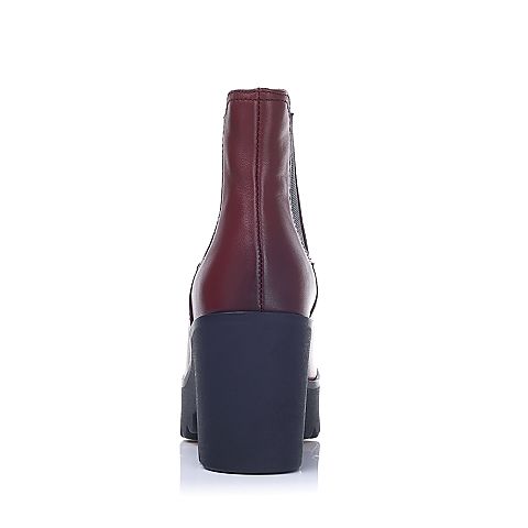 Senda/森达冬季专柜同款红色软牛皮女靴(毛里)M3D40MD5