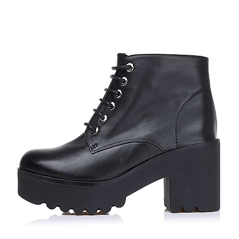 Senda/森达冬季专柜同款黑色软牛皮女靴M3D41DD5