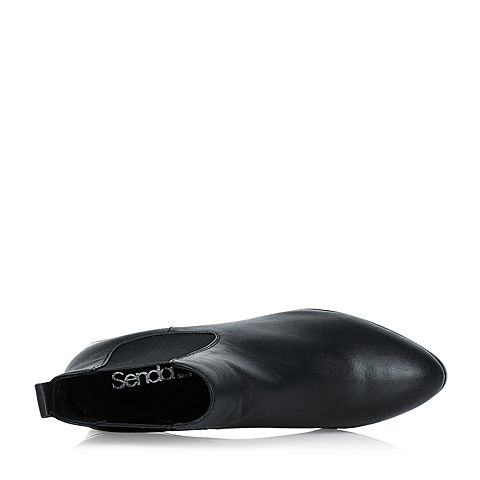 Senda/森达冬季专柜同款黑色小牛皮女靴M3G40DD5