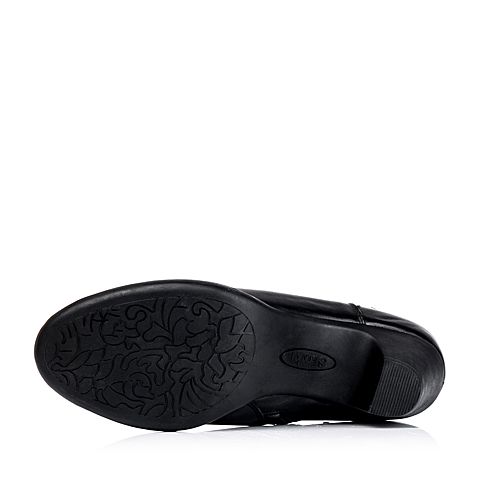 Senda/森达冬季专柜同款黑色软牛皮女靴（皮里）M3O44DD5