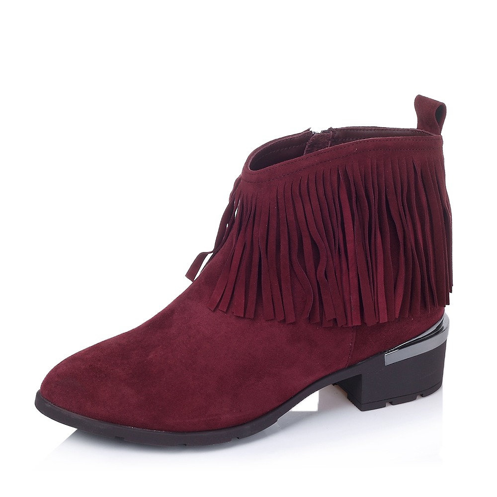 Senda/森达冬季专柜同款红色牛绒皮女靴M3X43DD5