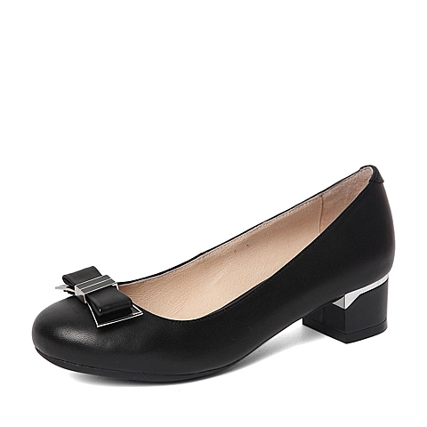 Senda/森达春季专柜同款黑色蜡羊皮女单鞋B3Q01AQ6 专柜1