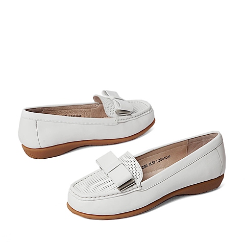 Senda/森达春季专柜同款白色软牛皮女单鞋B3O01AQ6 专柜1