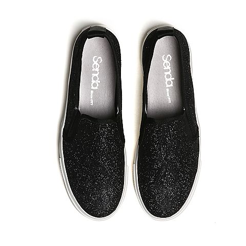 Senda/森达秋季专柜同款黑色蕾丝布女单鞋I4C23CM6