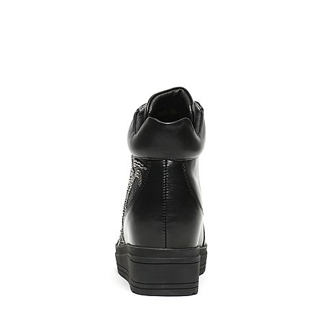 Senda/森达冬季专柜同款时尚潮流女皮短靴绑带松糕时装靴3WC20DD6