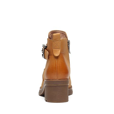 Senda/森达冬季专柜同款时髦大气女皮短靴粗跟3PH26DD6
