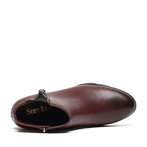 Senda/森达冬季专柜同款红色蜡牛皮女靴N3B43DD6