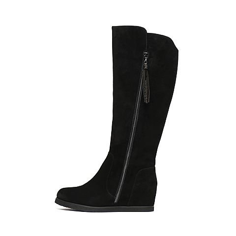 Senda/森达冬季专柜同款黑色羊绒皮时尚女靴3PG31DG6