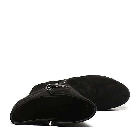 Senda/森达冬季专柜同款黑色羊绒皮时尚女靴3PG31DG6