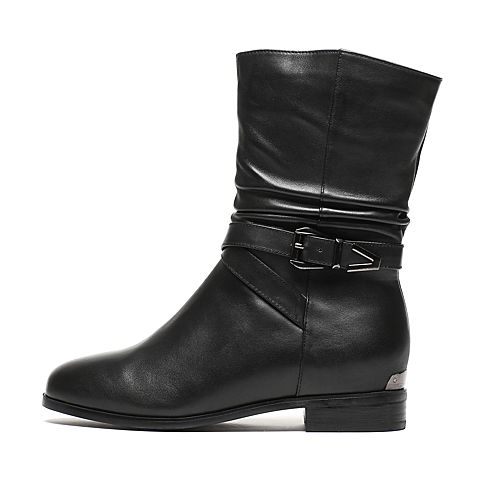 Senda/森达冬季专柜同款黑色蜡牛皮女靴N3J62DZ6