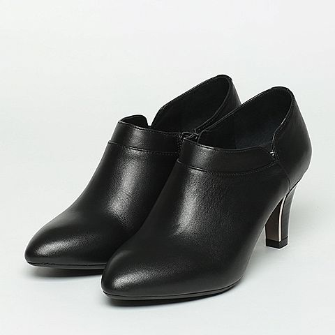 Senda/森达秋季专柜同款黑色蜡牛皮女单鞋I4J24CM6