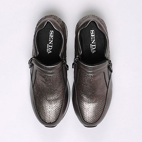 Senda/森达秋季专柜同款灰色牛皮女单鞋3QM24CM6
