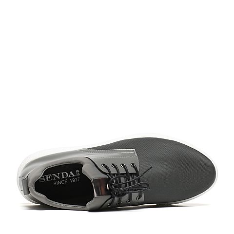 Senda/森达秋季专柜同款灰色织物/超纤男休闲鞋VK101CM6