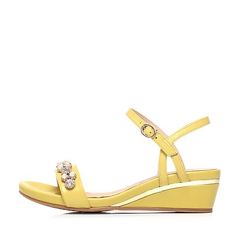 Senda/森达夏季专柜同款黄蜡羊皮女凉鞋E3B20BL6