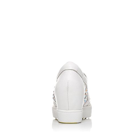 Senda/森达春季专柜同款白牛皮/白色网布女单鞋3QN22AM6