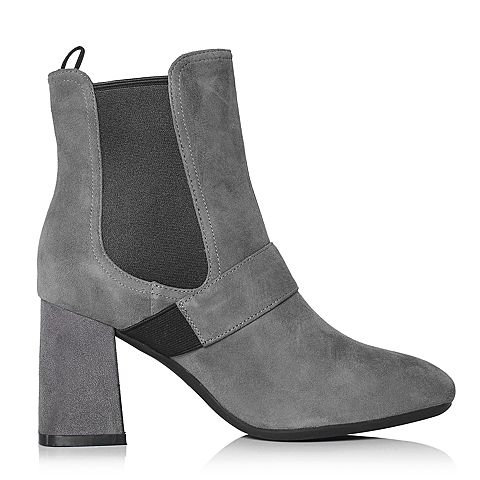 Senda/森达冬季新款专柜同款优雅气质女短靴粗高跟VDE49DD7
