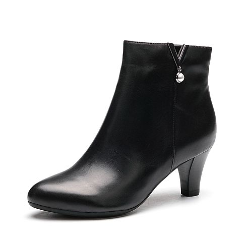 Senda/森达冬季专柜同款优雅气质女短靴粗高跟VBY41DD7