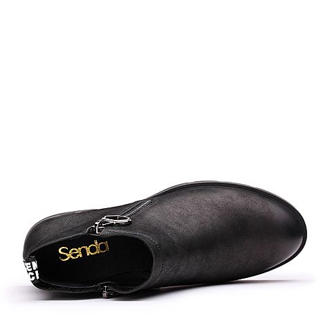 Senda/森达冬季新款专柜同款优雅气质女短靴中粗跟3FB10DD7