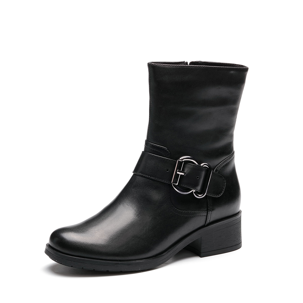 Senda/森达冬季新款专柜同款气质女短靴中筒粗跟VDW60DZ7