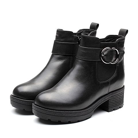 Senda/森达冬季专柜同款时尚气质女短靴中粗跟VBP42DD7
