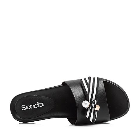 Senda/森达夏季新款专柜同款时尚休闲女平跟拖鞋4CB01BT8