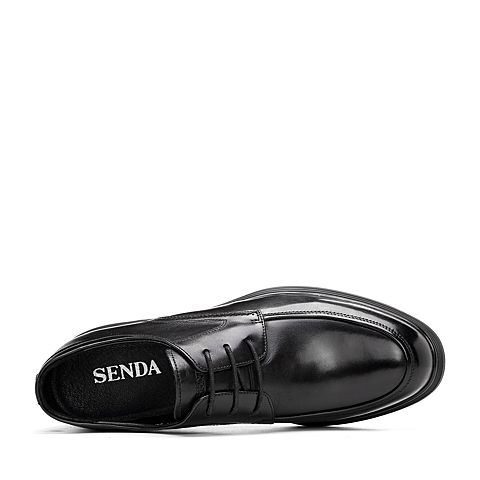 Senda/森达秋季新款专柜同款牛皮革系带方跟商务男鞋V1H01CM8