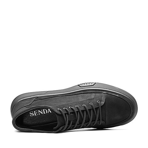 Senda/森达冬季新款专柜同款韩版舒适休闲平底男短靴1PB07DD8