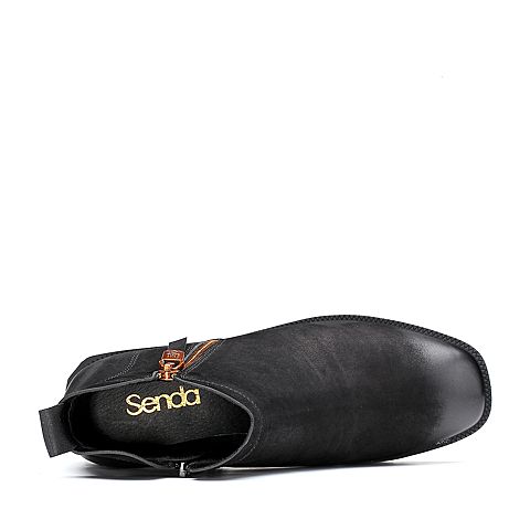 Senda/森达冬季新款专柜同款简约休闲方跟女短靴4FM01DD8