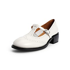 森达2021春季新款专柜同款英伦布洛克款式学院风女单鞋3DS01AQ1
