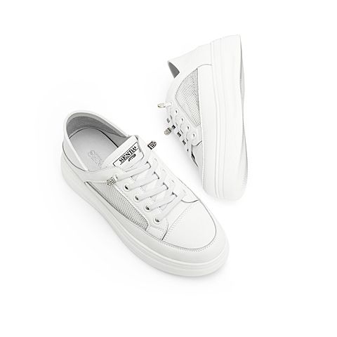 森达2021夏季新款商场同款时尚韩版厚底女休闲小白鞋4WK03BM1