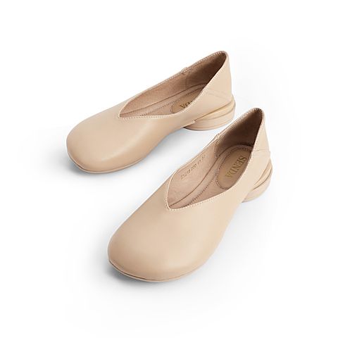 森达2021春季新款时尚V口气质舒适休闲女浅口单鞋Z1218AQ1