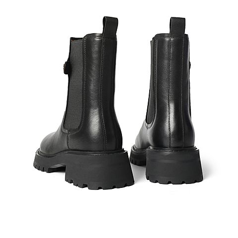 森达2021冬季新款商场同款气质欧美时尚中筒女切尔西靴4AX01DZ1