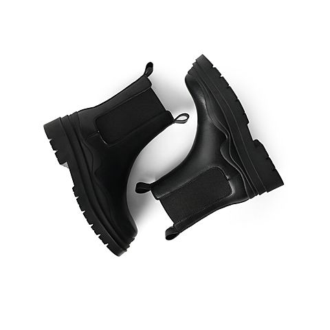 森达2021冬季新款时尚显瘦烟筒靴休闲女切尔西中筒靴Z0816DZ1