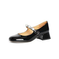 森达2022春季新款商场同款时尚玛丽珍粗跟女浅口单鞋3AL01AQ2