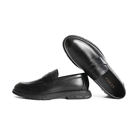 森达2022春季新款时尚简约一脚蹬舒适平底商务男皮鞋Z0936AM2