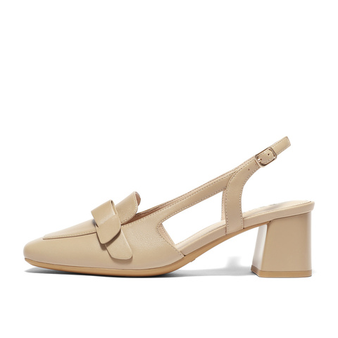 森达气质凉鞋女2024夏新商场同款通勤包头粗高跟后空凉鞋4VO31BH4