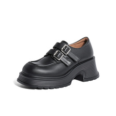 森达牛津鞋女春新潮流皮带扣厚底显高单鞋ZTA30AM4