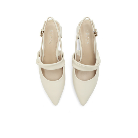 森达气质凉鞋女夏新商场同款尖头粗跟后空凉鞋SZP01BH4