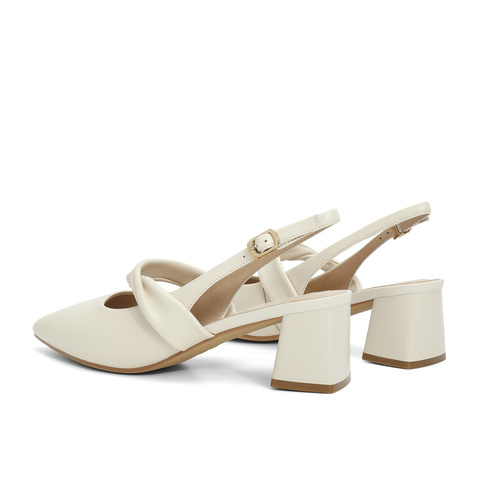 森达气质凉鞋女夏新商场同款尖头粗跟后空凉鞋SZP01BH4