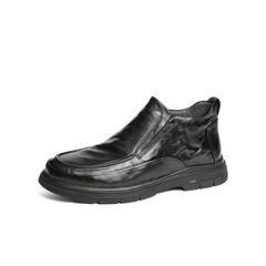 森达休闲皮鞋男2024冬季新款舒适保暖套脚复古休闲鞋JDZ12DM4