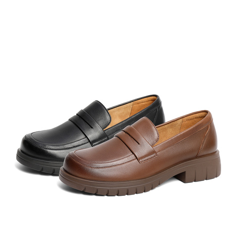 森达乐福鞋女款2025春季新款简约便士厚底休闲单鞋ZTF22AA5