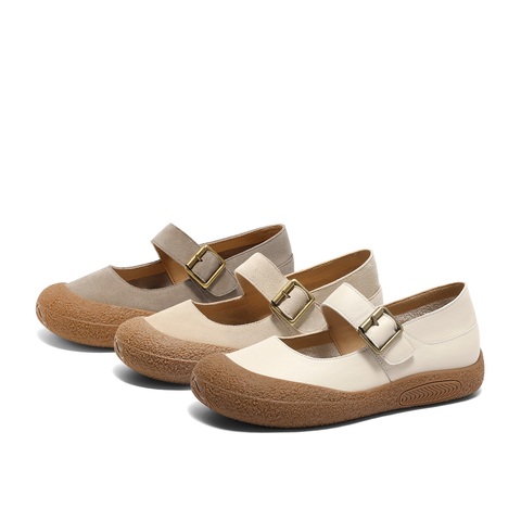 森达杏仁曲奇女款2025春季新款商场同款舒适平底勃肯鞋XJX02AM5