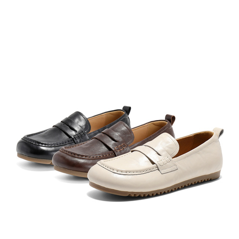 森达乐福鞋女款2025春季新款简约一脚蹬舒适平底单鞋ZTF35AA5