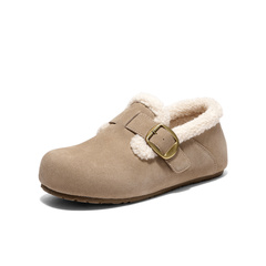 森达毛毛鞋女2025冬新毛绒保暖内增高休闲勃肯鞋WP050DA5