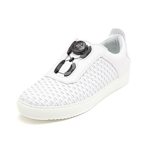 SKAP/圣伽步春夏新款米白英伦有型牛皮革男单板鞋15710201